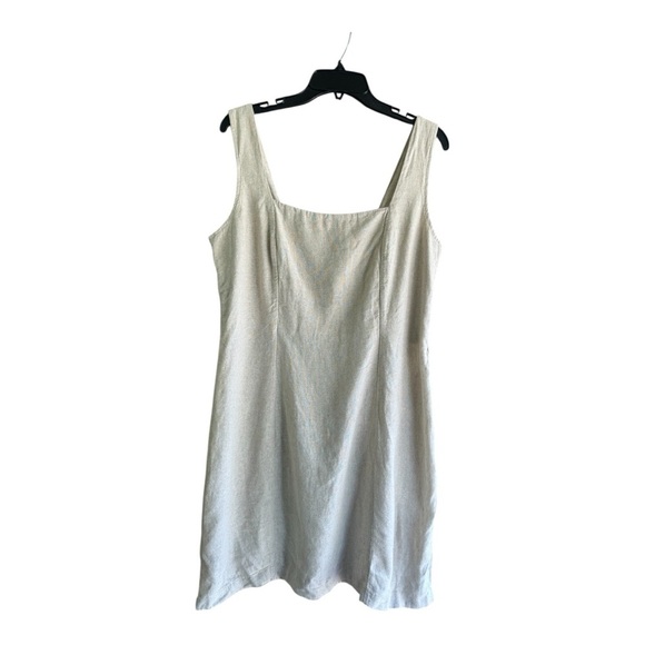 Linen Blend Oatmeal Dress- Size L - Picture 2 of 6